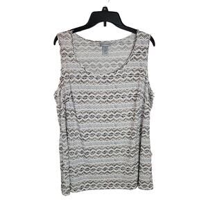 Catherines‎ Brown Chevron Scoop Neck Sleeveless Tank Top Women's Plus Size 0X